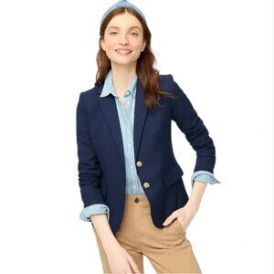 J. CREW size 2 WOOL BLEND NAVY SCHOOLBOY BLAZER JACKET